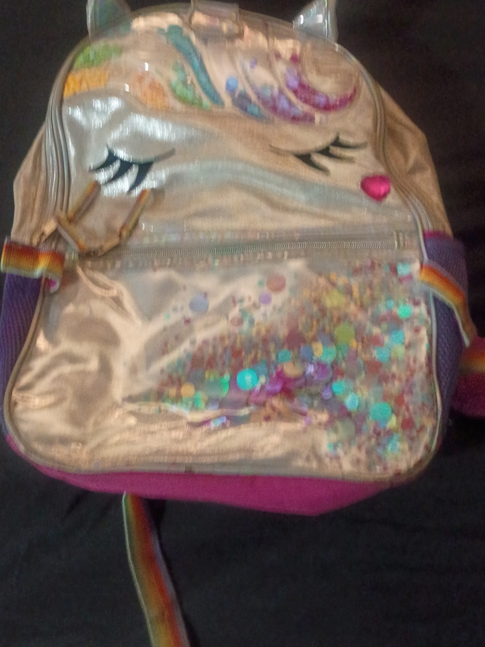 Girls' Shimmery Unicorn Sequin Backpack - Pink & Rose Gold